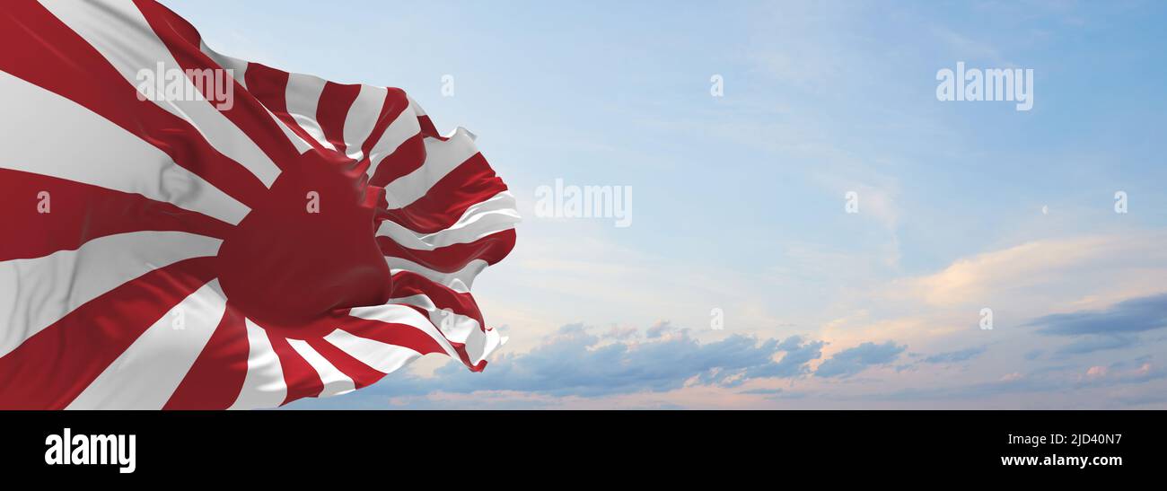 official flag of War Imperial Army 1868 1945 , Japan at cloudy sky