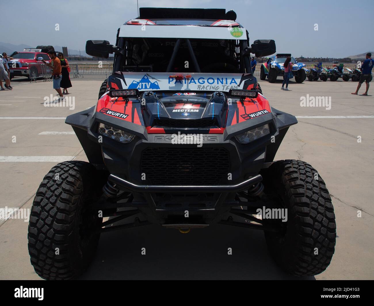 car passing the technical scrutineering. The Dakar rally runs this year ...