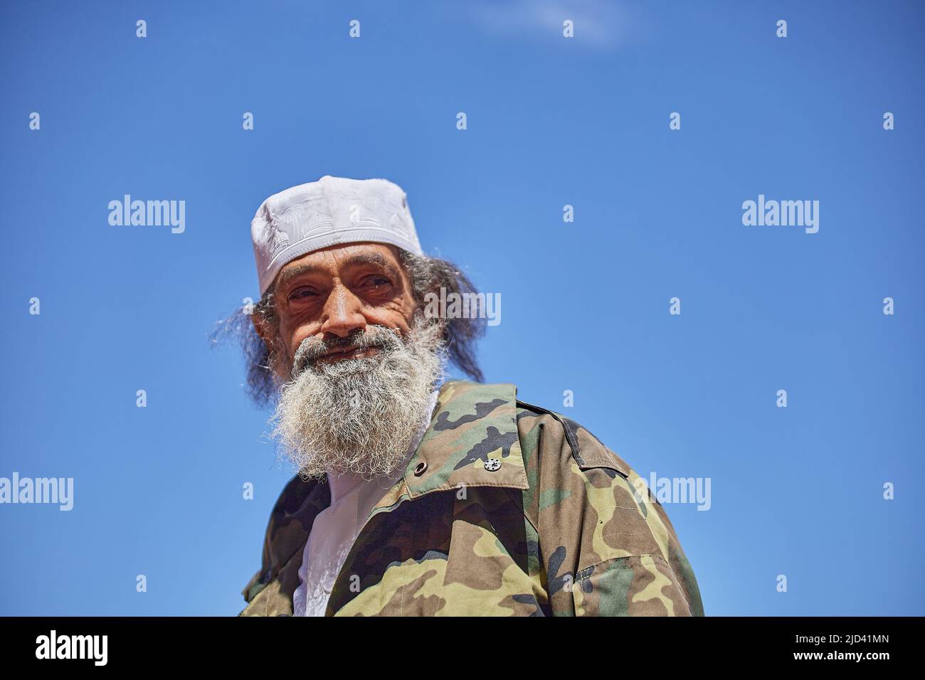 ouarzazate, MOROCCO- APRIL 13, 2022. Portrait of famous movie stuntman Bin Laden from Morocco. Stock Photo