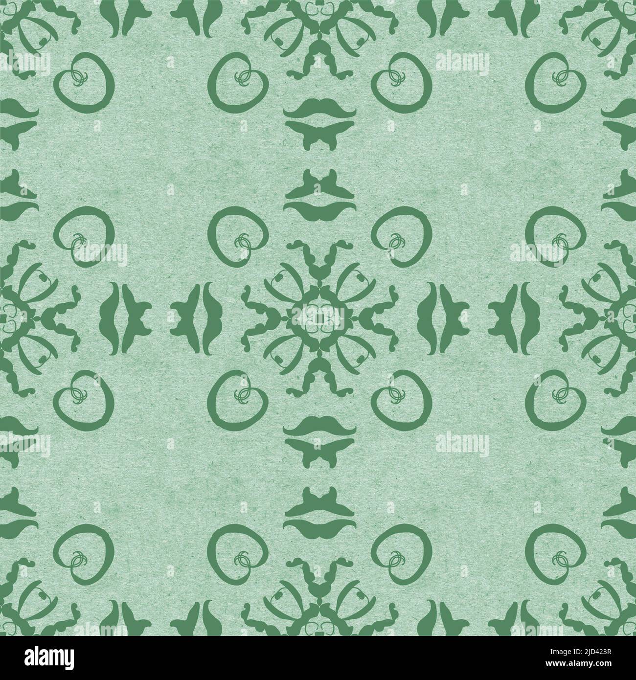 A simple green mandala on felt texture background seamless pattern ...