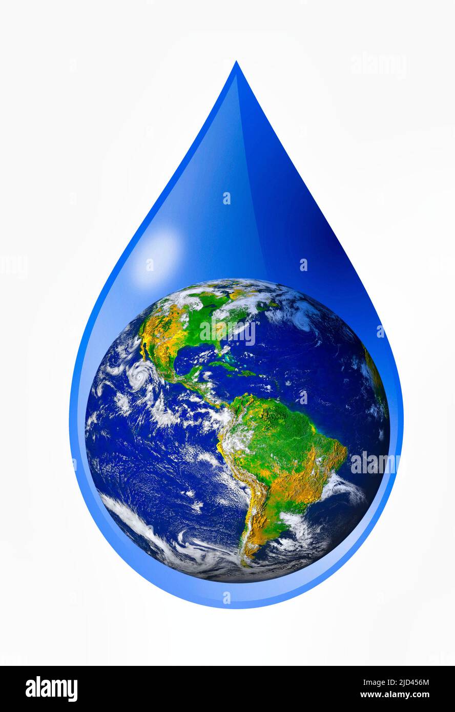 Earth in a water droplet, illustration Stock Photo