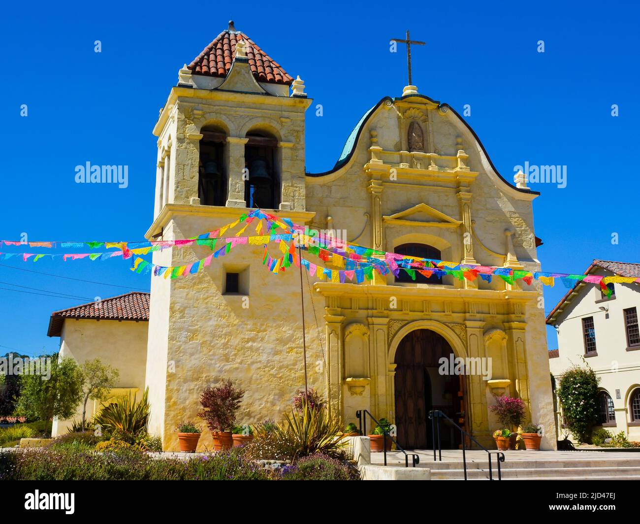 The Cathedral of San Carlos Borromeo, also known as the Royal Presidio Chapel - Monterey, California. It is a US National Historic Landmark. Stock Photo