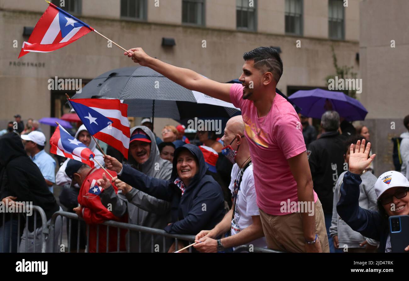 New York, New York - June 12, 2022 : The 65th Annual National Puerto Rican Day Parade took place on New York City’s Fifth Avenue Stock Photo