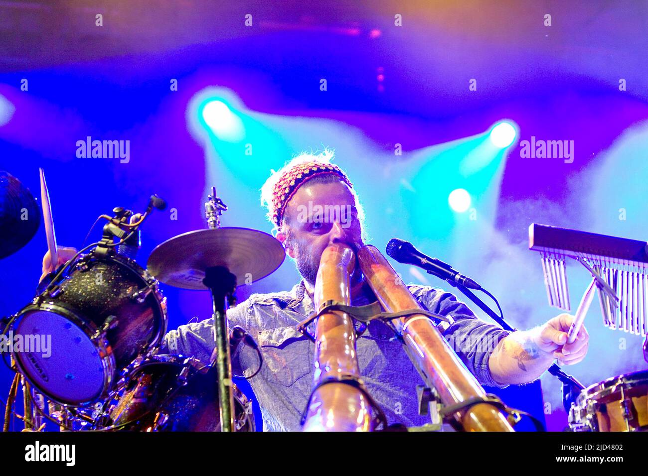 Xavier Rudd of Xavier and the Hum Musical band performs live on stage