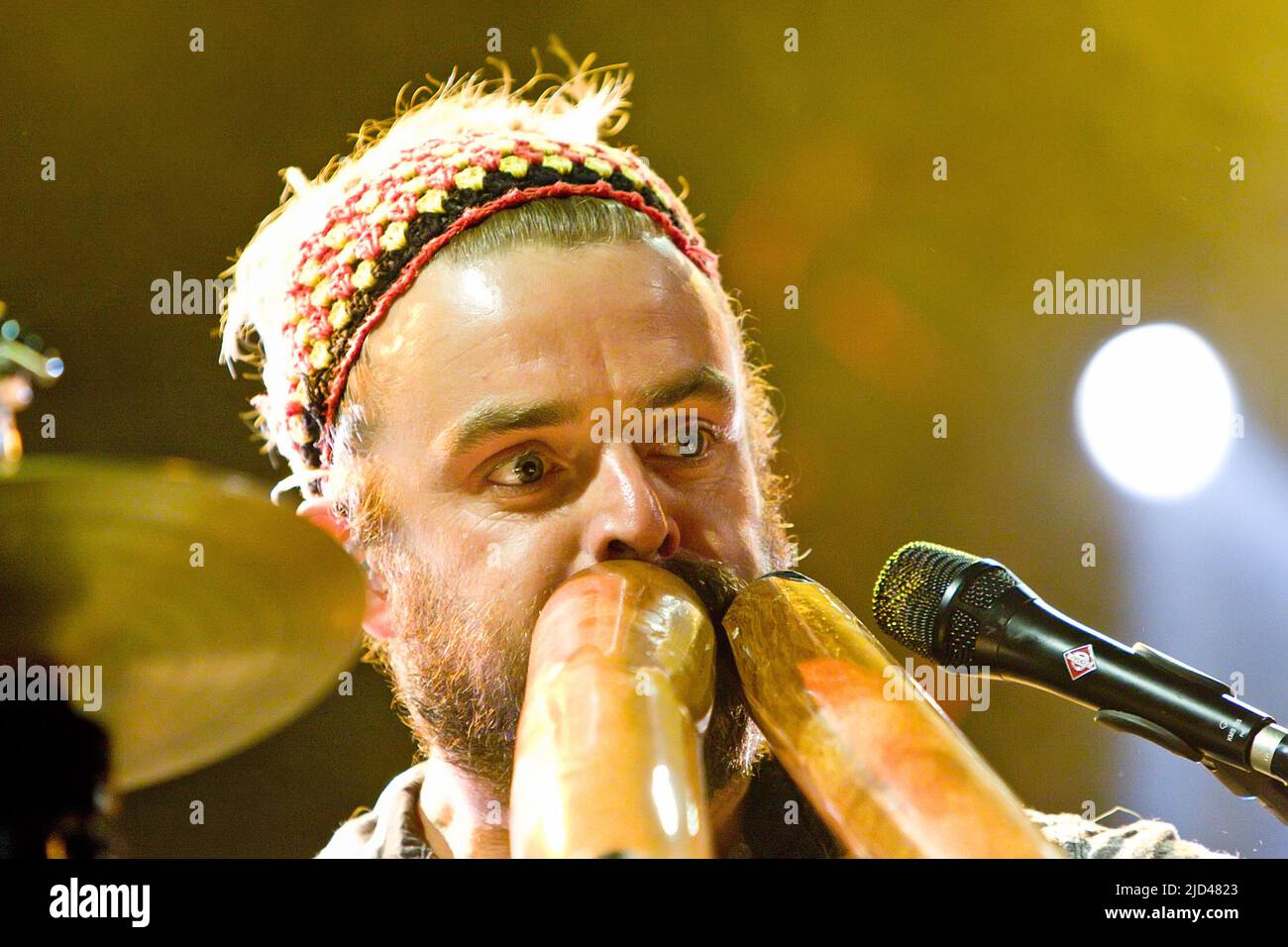 Xavier Rudd Instrument Xavier Rudd of Xavier and the Hum Musical band performs live on stage ...