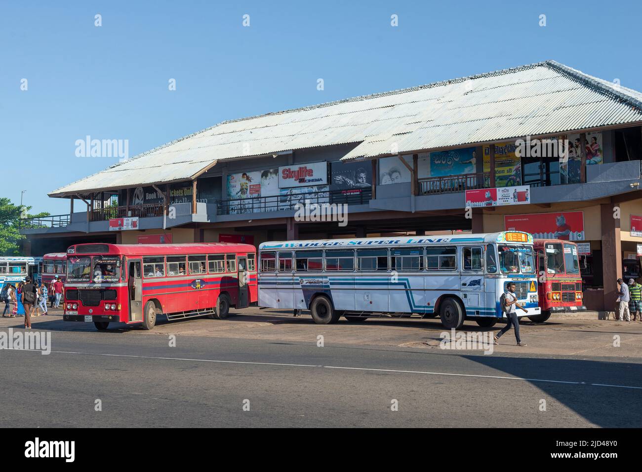 MATARA, SRI LANKA - FEBRUARY 17, 2020: View of the city bus station on a sunny day Stock Photo