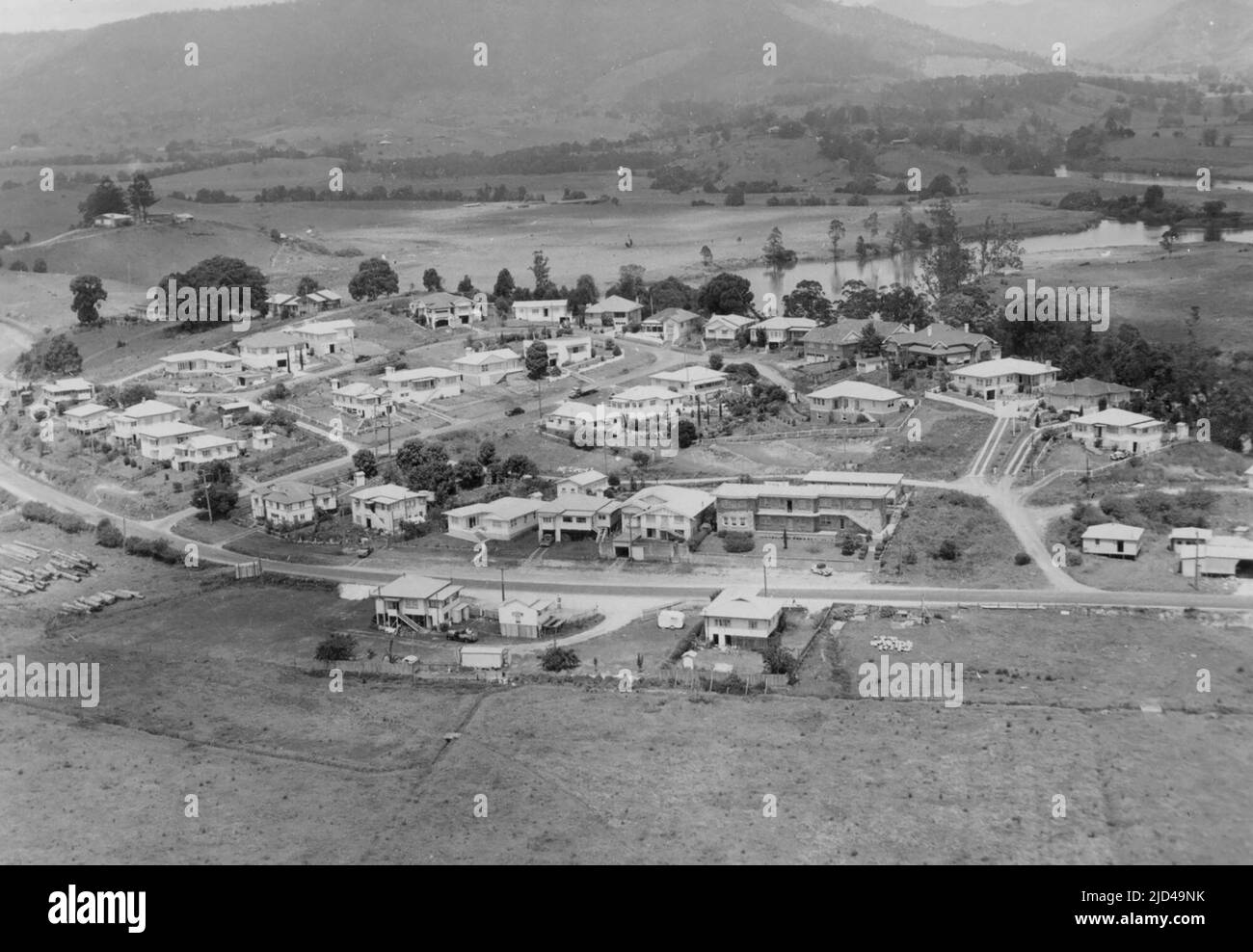 Aerial view of Murwillumbah in 1957, showing Greenhills Stock Photo Alamy