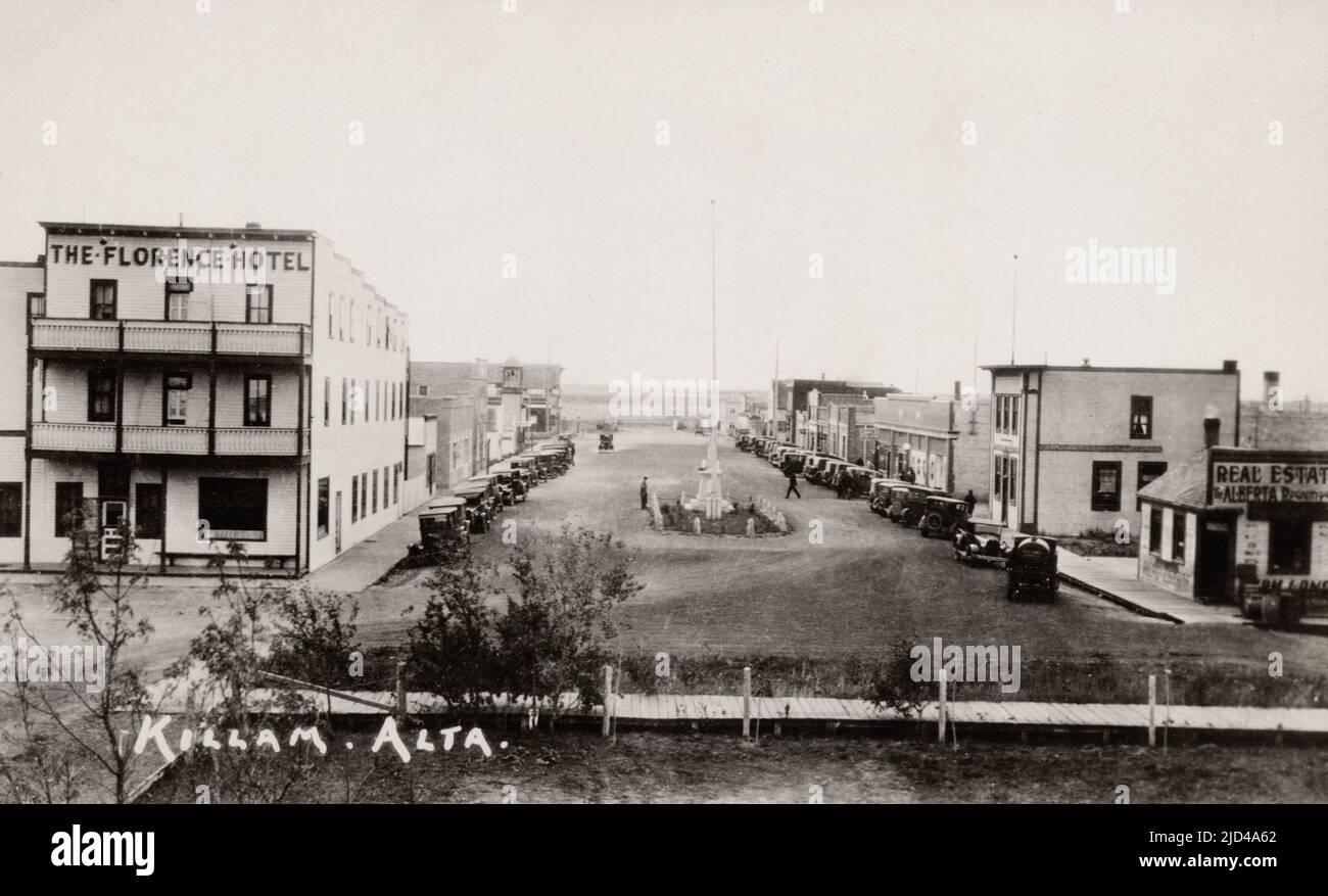 Killam Alberta Canada, Street Scene, approx 1920s postcard. unknown photographer Stock Photo
