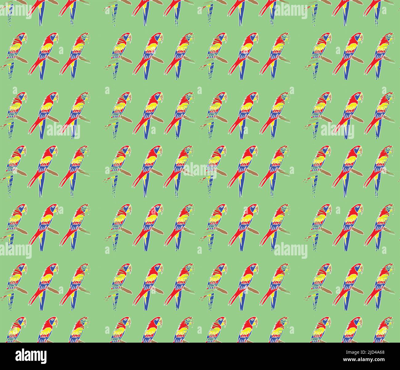 Repetitive Parrot Repeating seamless pattern of colorful parrots on a green background ...
