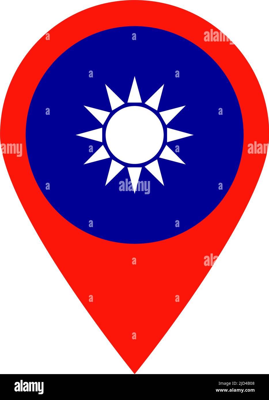 Taiwan flag map pin. Location of Taiwan. Editable vector. Stock Vector