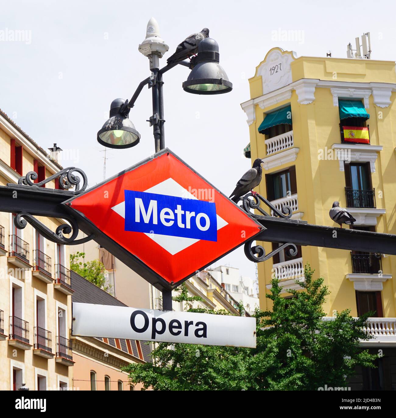 Entrance to Opera metro station on Plaza de Isabel II in Madrid Spain Stock Photo