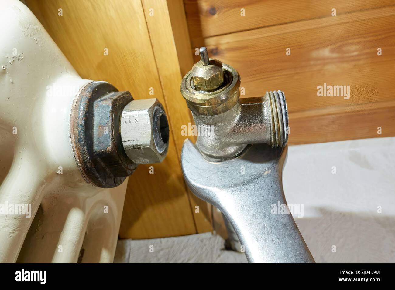 Replace old radiator thermostat valve. Openend wrench removes