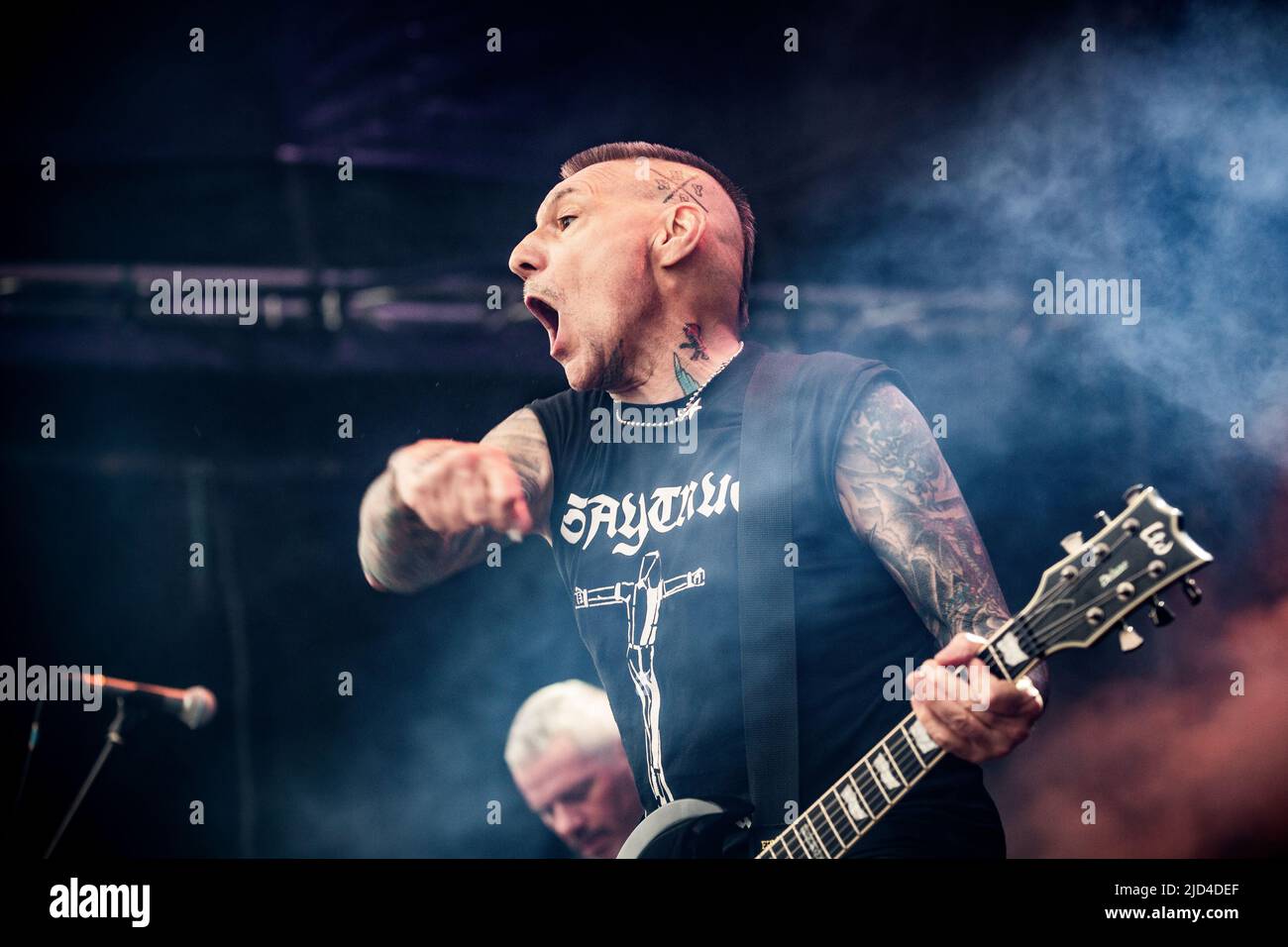 Copenhagen, Denmark. 17th June, 2022. The American hardcore punk band Agnostic Front performs a live concert during the Danish heavy metal festival Copenhell 2022 in Copenhagen. Here guitarist Vinnie Stigma is seen live on stage. (Photo Credit: Gonzales Photo/Alamy Live News Stock Photo