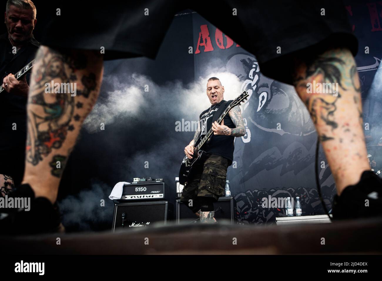 Copenhagen, Denmark. 17th June, 2022. The American hardcore punk band Agnostic Front performs a live concert during the Danish heavy metal festival Copenhell 2022 in Copenhagen. Here guitarist Vinnie Stigma is seen live on stage. (Photo Credit: Gonzales Photo/Alamy Live News Stock Photo