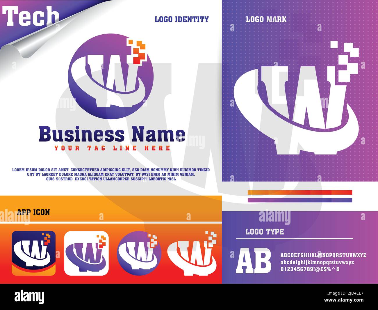 Tech Letter W Logo Design Template Stock Vector Image & Art - Alamy