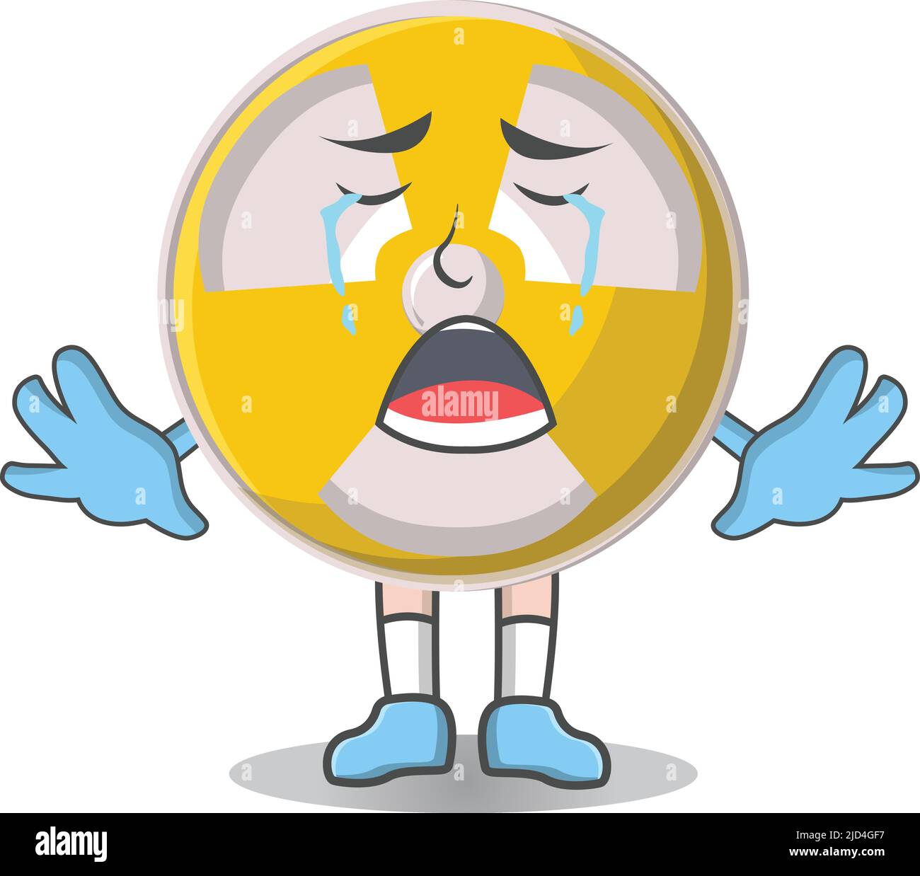 Radioactive cute crying design character, design vector illustrator on whiteboard Stock Vector