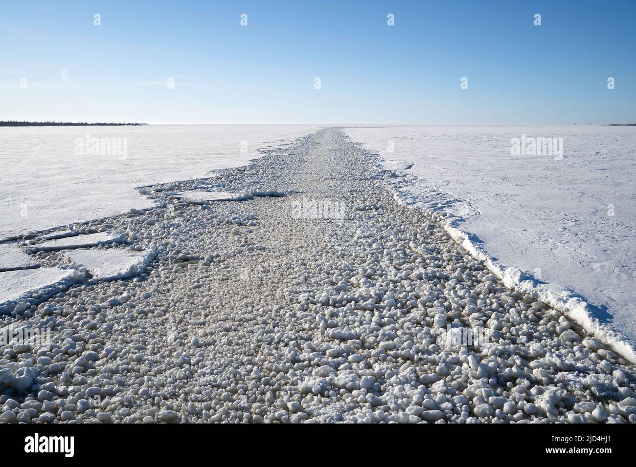 A trail of broken ice made by an icebreaker, sailing the baltic sea Stock Photo Alamy