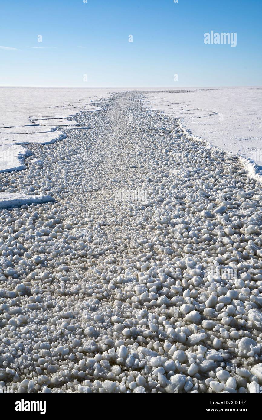 A trail of broken ice made by an icebreaker, sailing the baltic sea Stock Photo Alamy