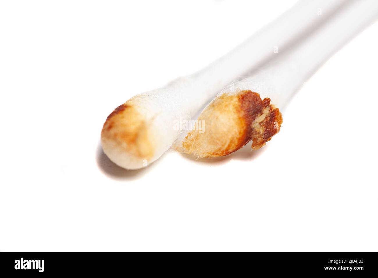 Ear wax on cotton swab isolated on white background Stock Photo Alamy