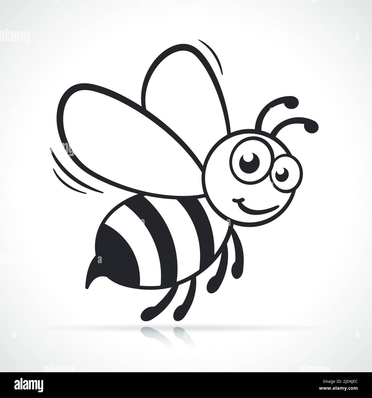 honey bee black and white drawing design Stock Vector