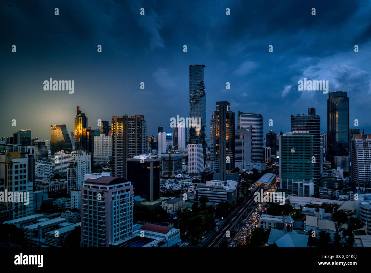 Bangkok, Thailand Cityscape during the blue hour Stock Photo