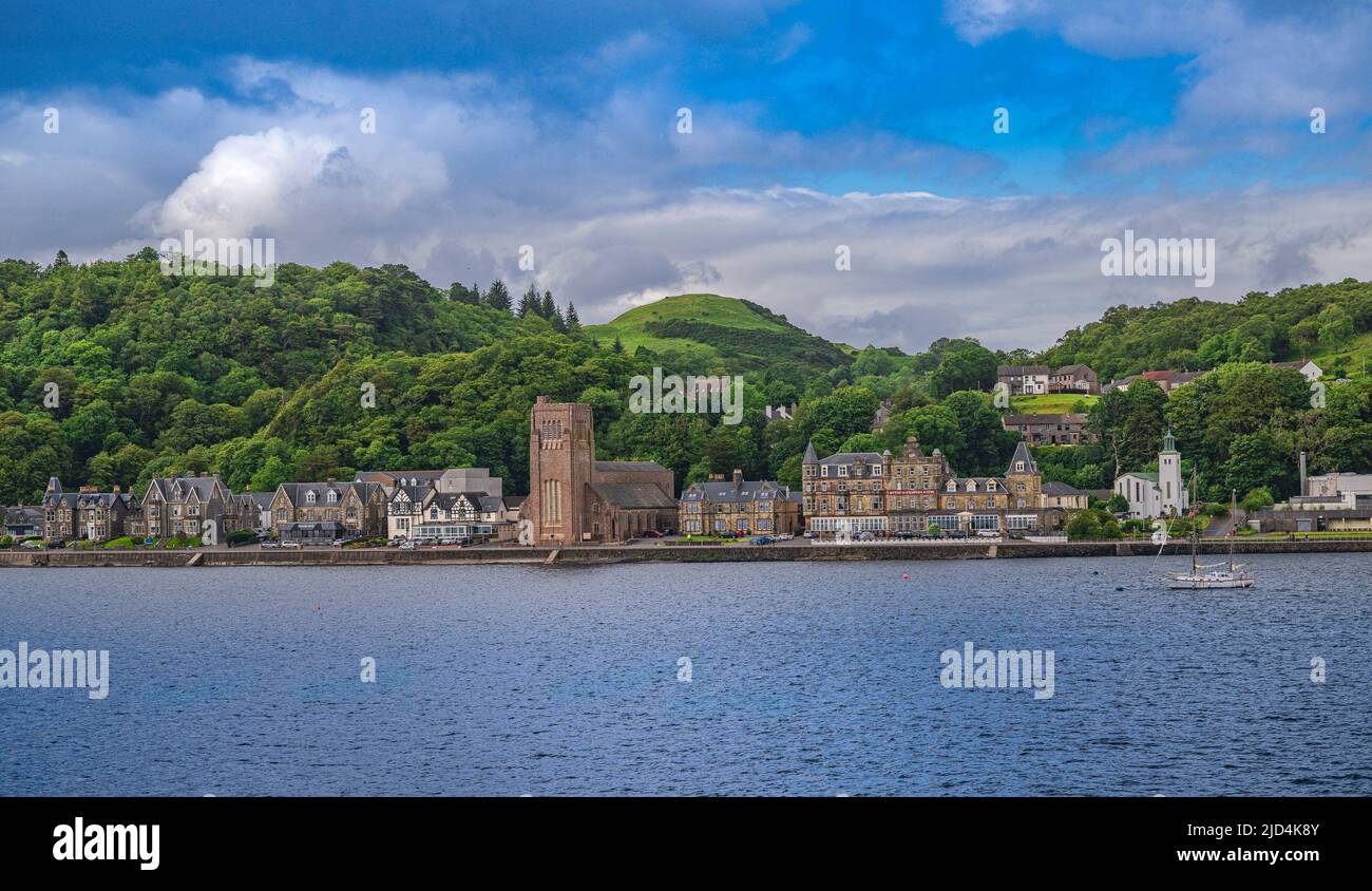 Onboard the ferry from Oban to the Isle of Mull Looking back to the