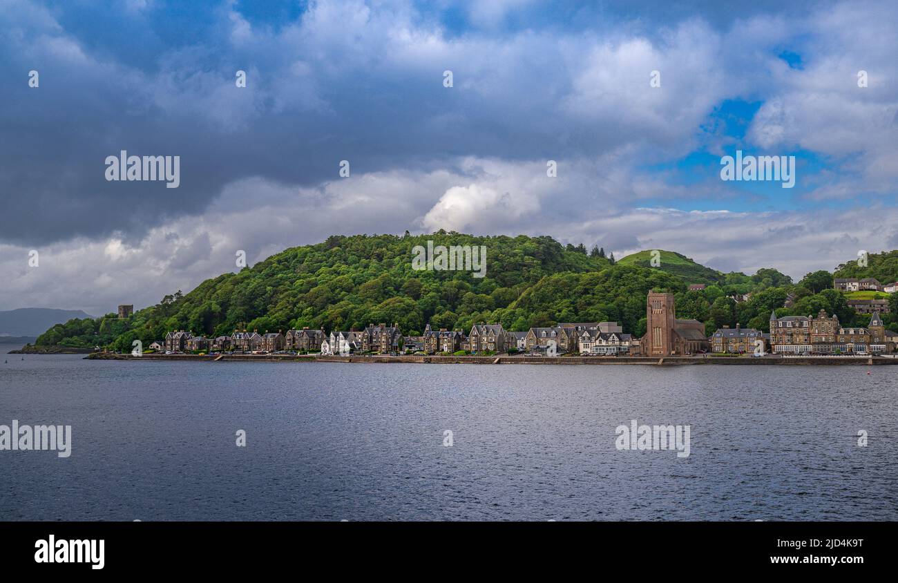 Onboard the ferry from Oban to the Isle of Mull Looking back to the
