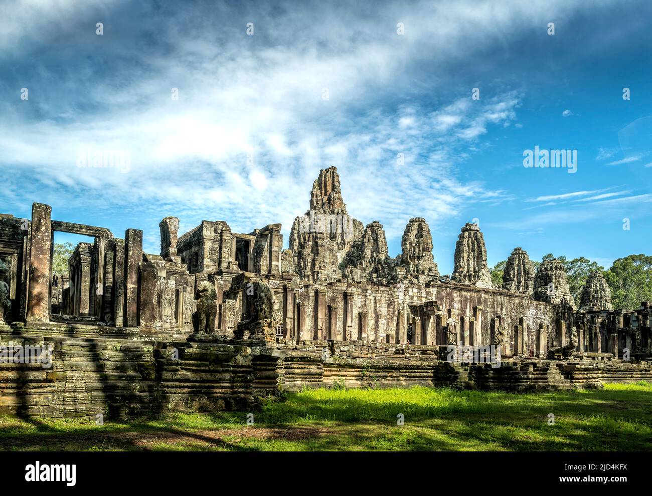 Bayon Temple at Angkor Thom, Siem Reap Cambodia Stock Photo
