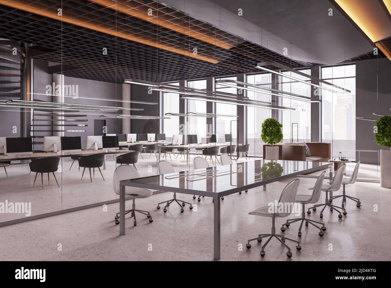 Stylish spacious office with modern interior design of conference room ...
