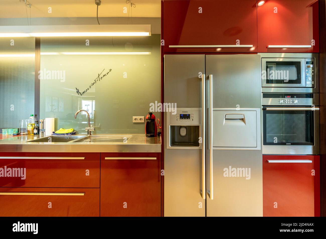 a image of the domestic appliances and work surfaces of a newly