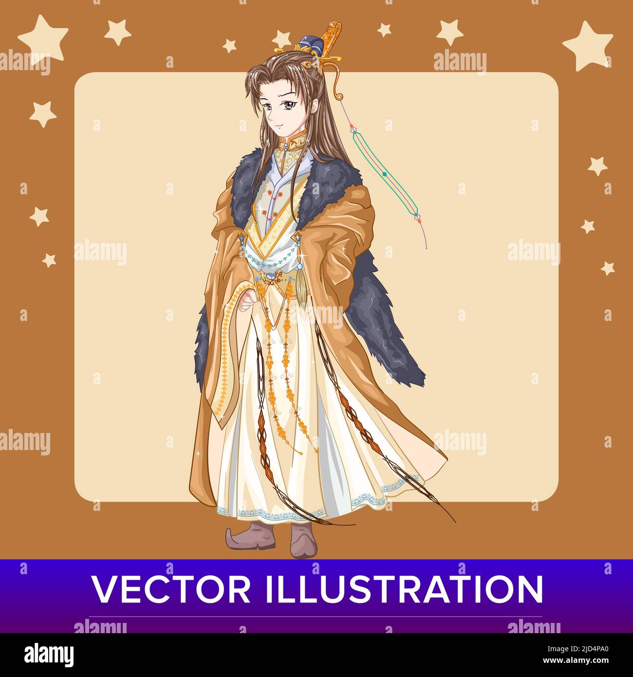 Design character a king emperor of an ancient kingdom character design vector illustration in anime / manga style Stock Vector