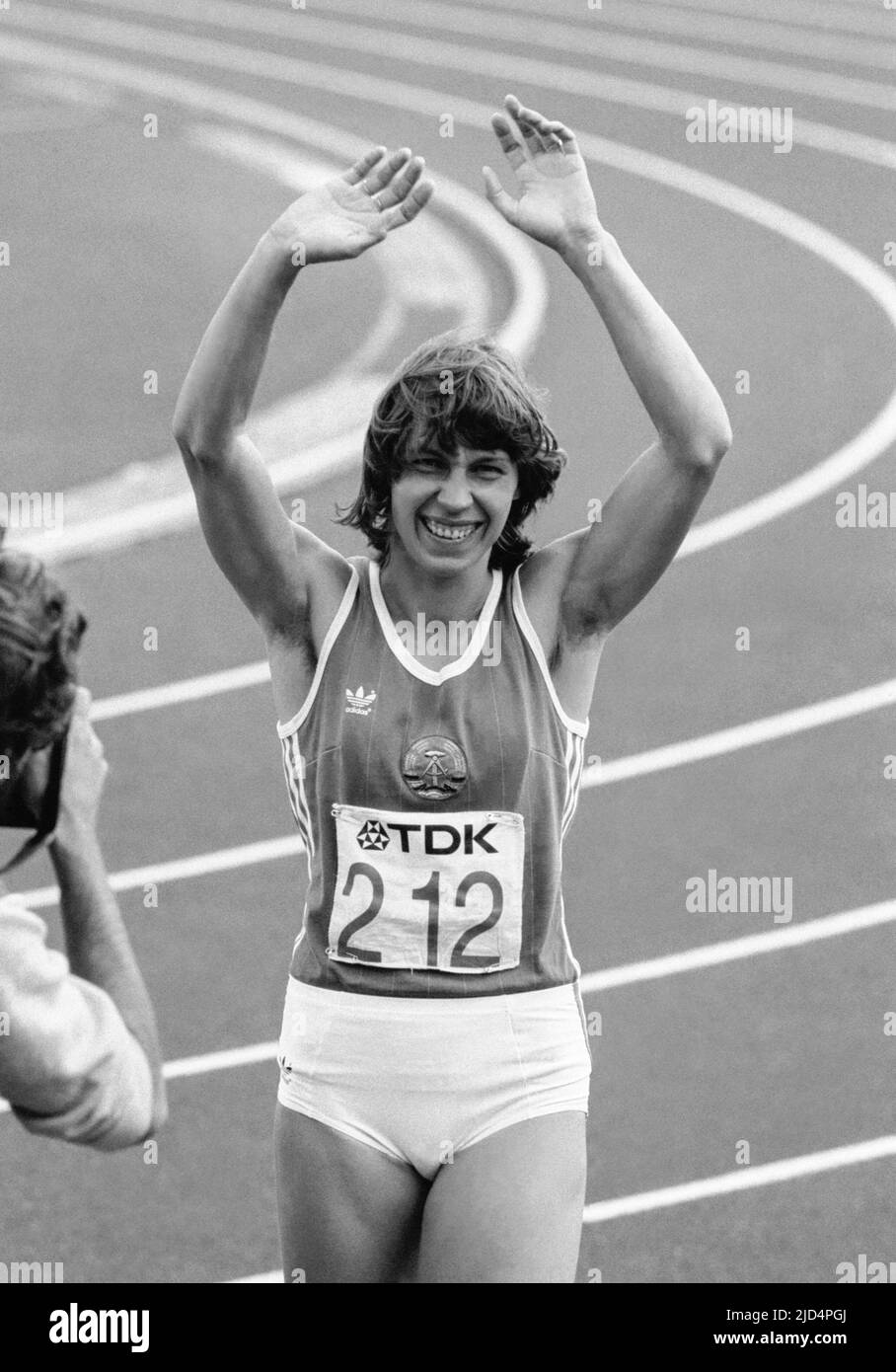 MARITA KOCH DDR athlete at IAAF World ChampionShip wns 200m in Helsinki Finland 1983 august Stock Photo