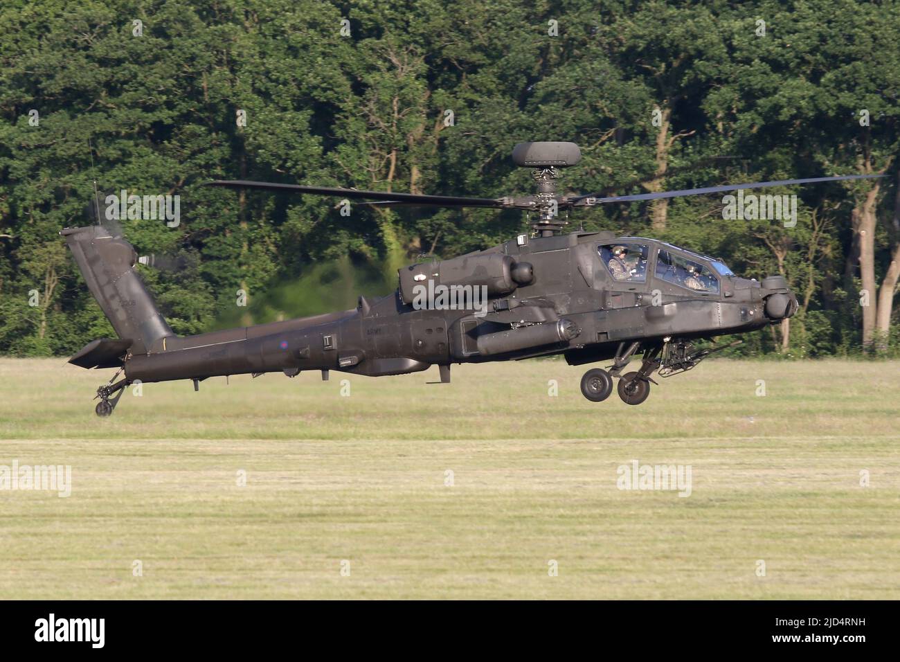 Westland Apache WAH-64D landing on the runway at Wattisham airfield. Stock Photo