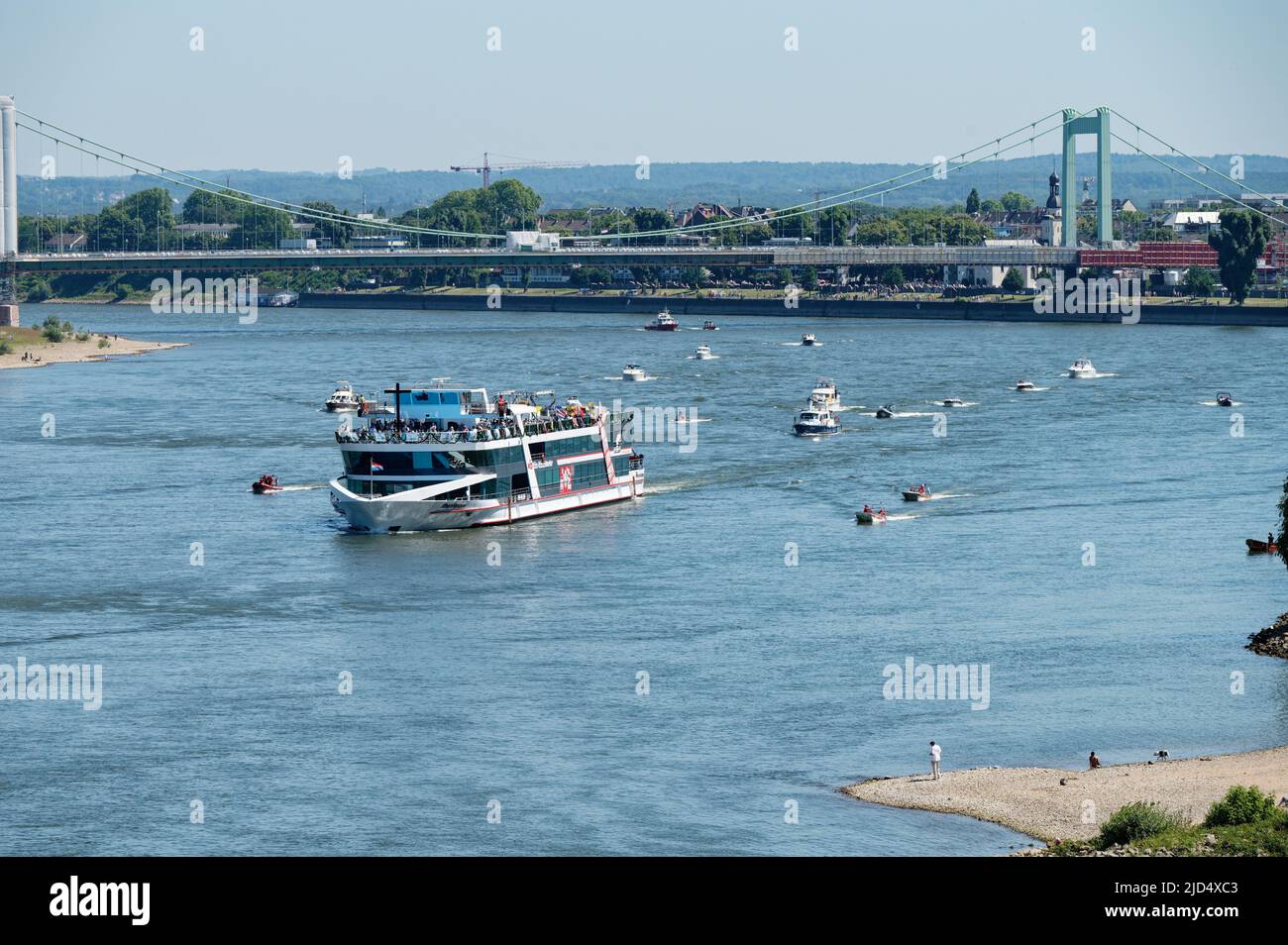 Cologne, Germany June 16, 2022: traditional Corpus Christi procession by boats in cologne muelheim Stock Photo