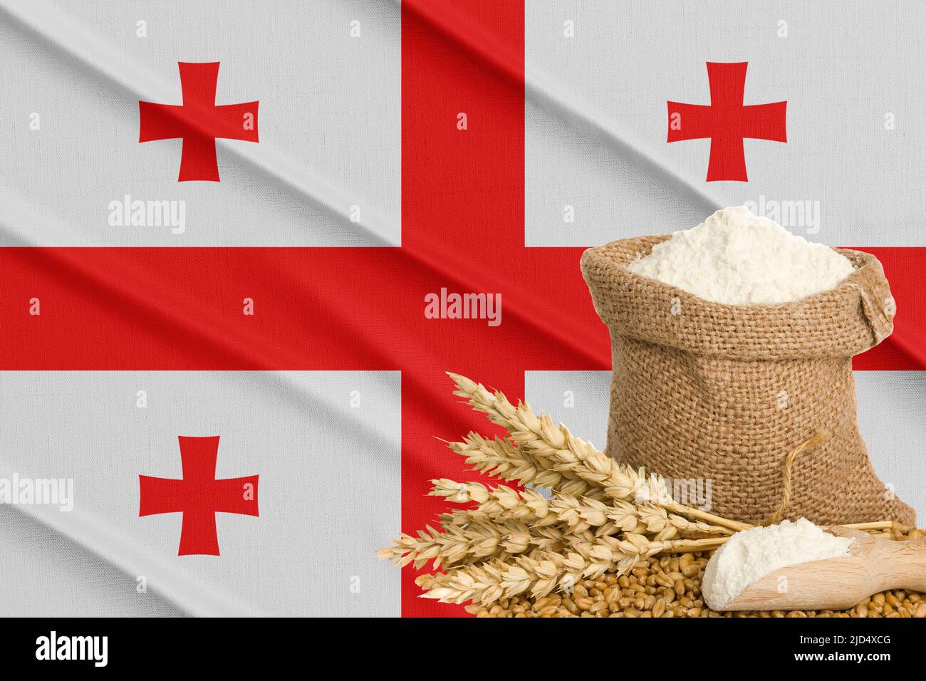 grain crisis, Concept global hunger crisis, On background Flag