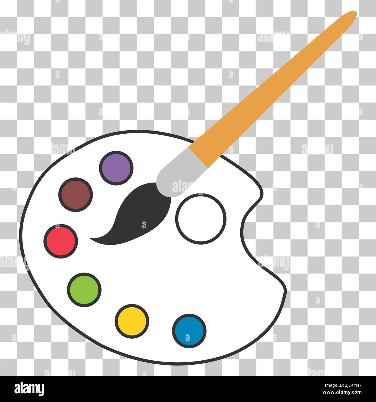 Flat art tool palette with paints color, artist web design graphic ...