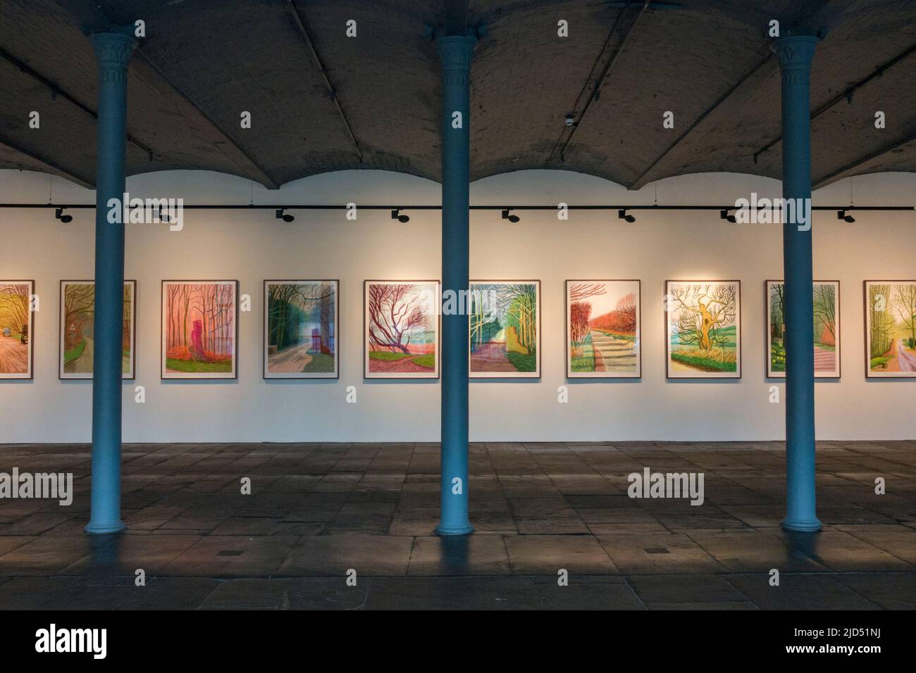 David Hockney art display, Salts Mill, a former textile mill, now an