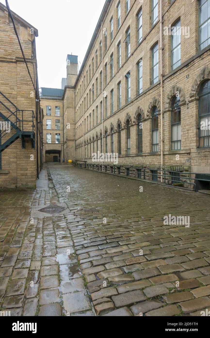 Exterior view of Salts Mill, a former textile mill, now an art gallery