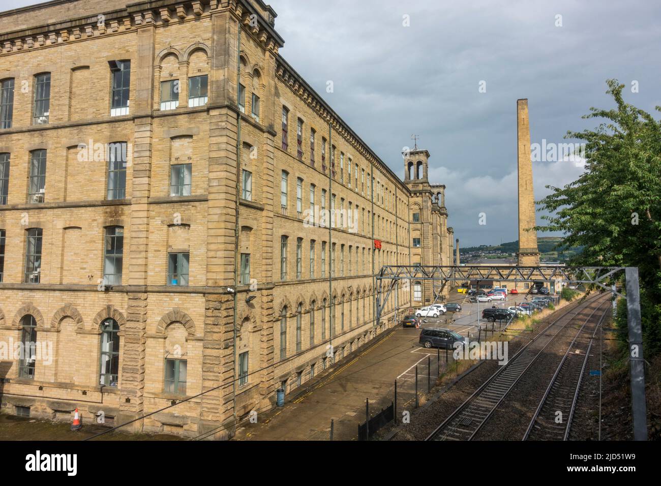 Exterior view of Salts Mill, a former textile mill, now an art gallery