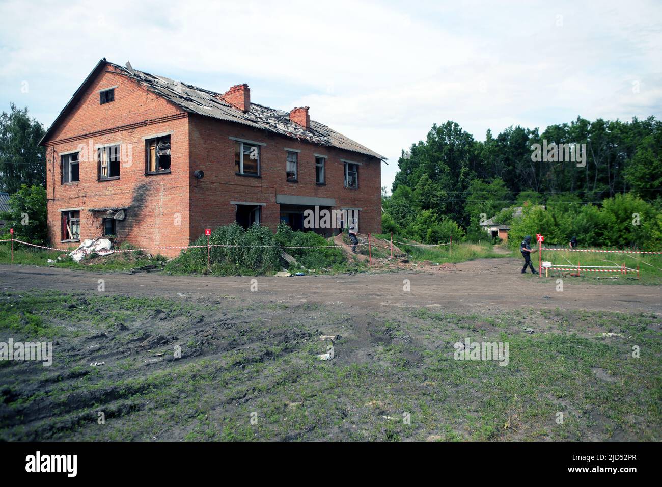 TROSTIANETS, UKRAINE - JUNE 17, 2022 - A brick plant where lots of ammunition and other explosive items remain after the Russian occupation is picture Stock Photo