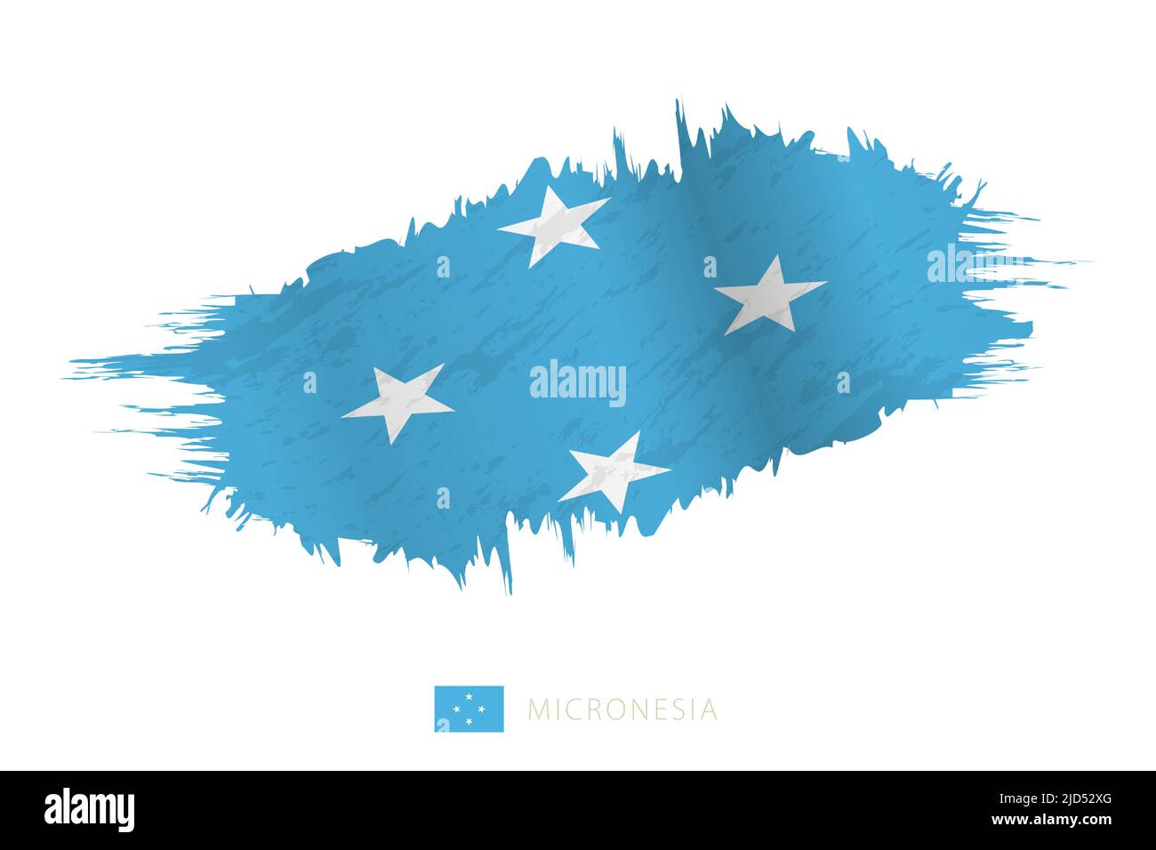 Painted brushstroke flag of Micronesia with waving effect. Vector flag ...