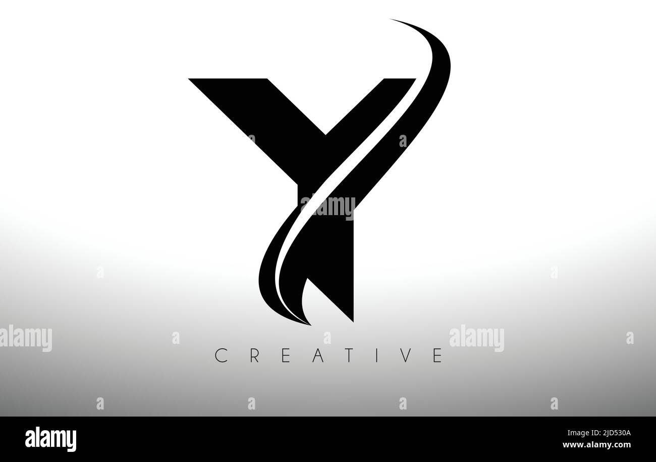 Y Swoosh Letter Cut Logo Design with Black Swoosh and Creative Icon ...
