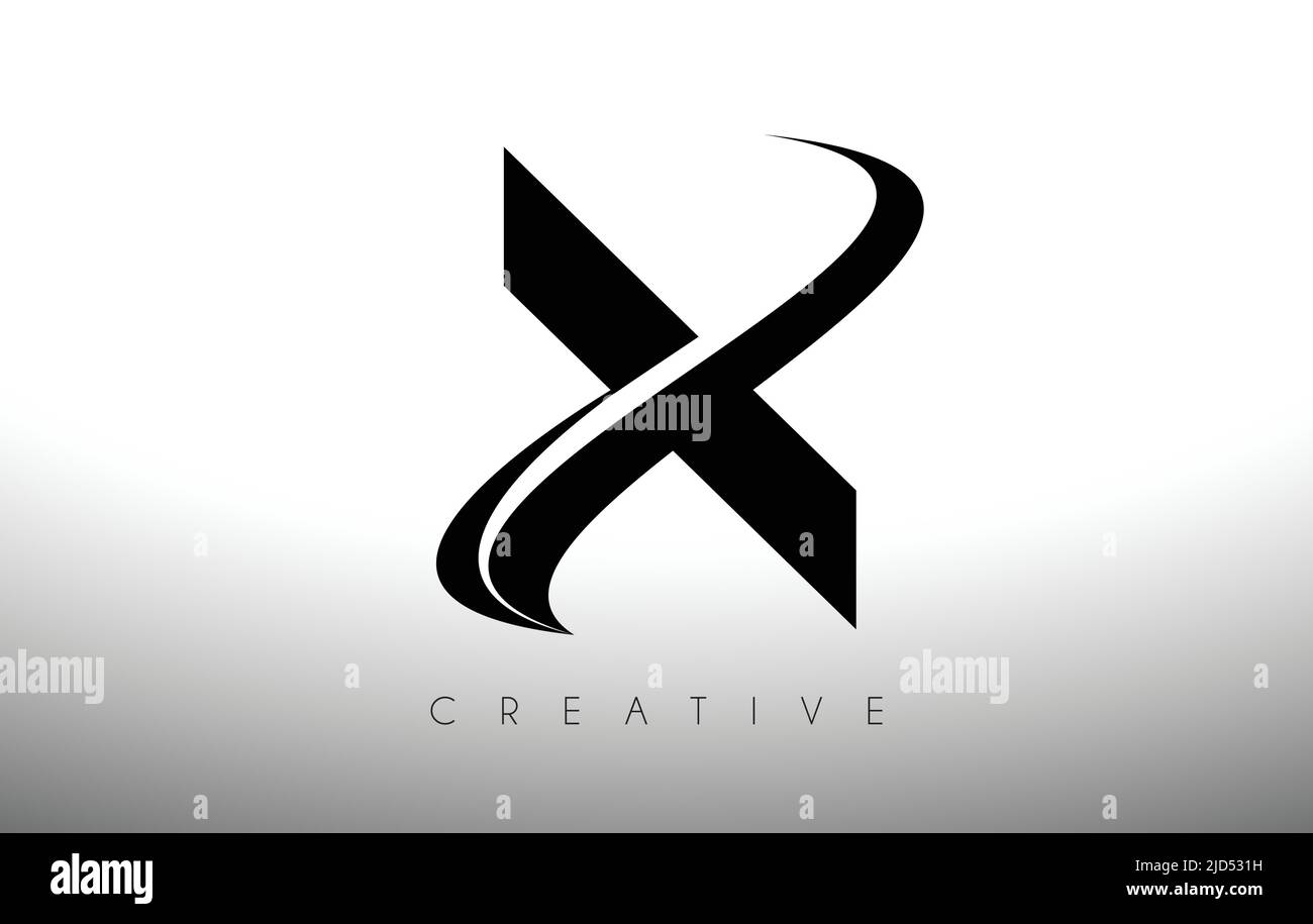 X Swoosh Letter Cut Logo Design with Black Swoosh and Creative Icon ...