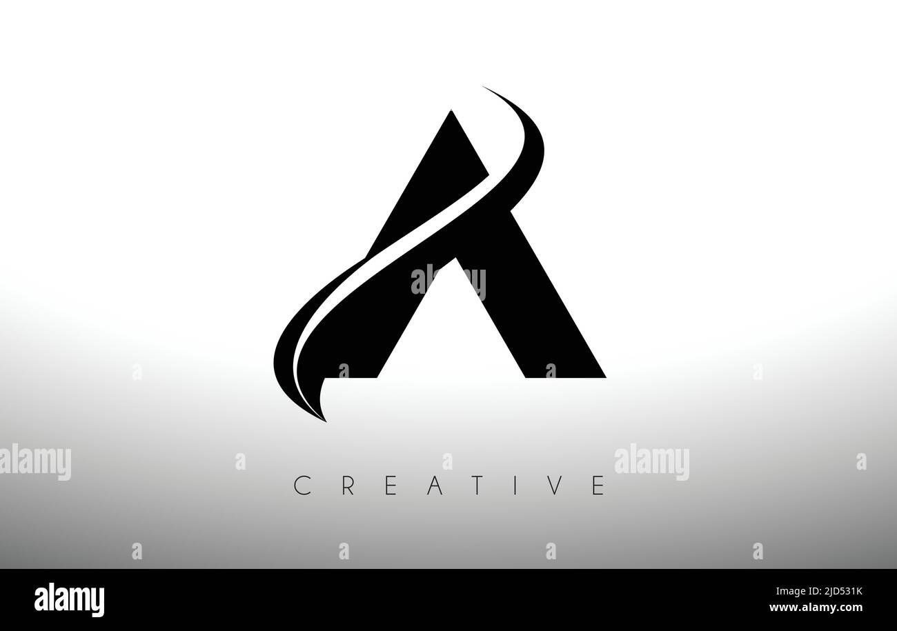 A Swoosh Letter Cut Logo Design with Black Swoosh and Creative Icon ...
