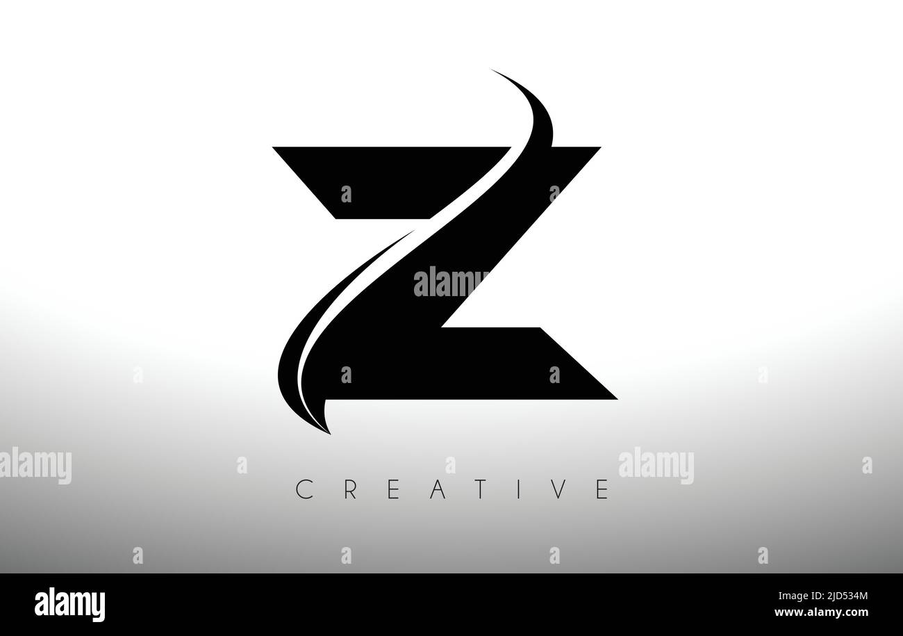 Z Swoosh Letter Cut Logo Design with Black Swoosh and Creative Icon ...