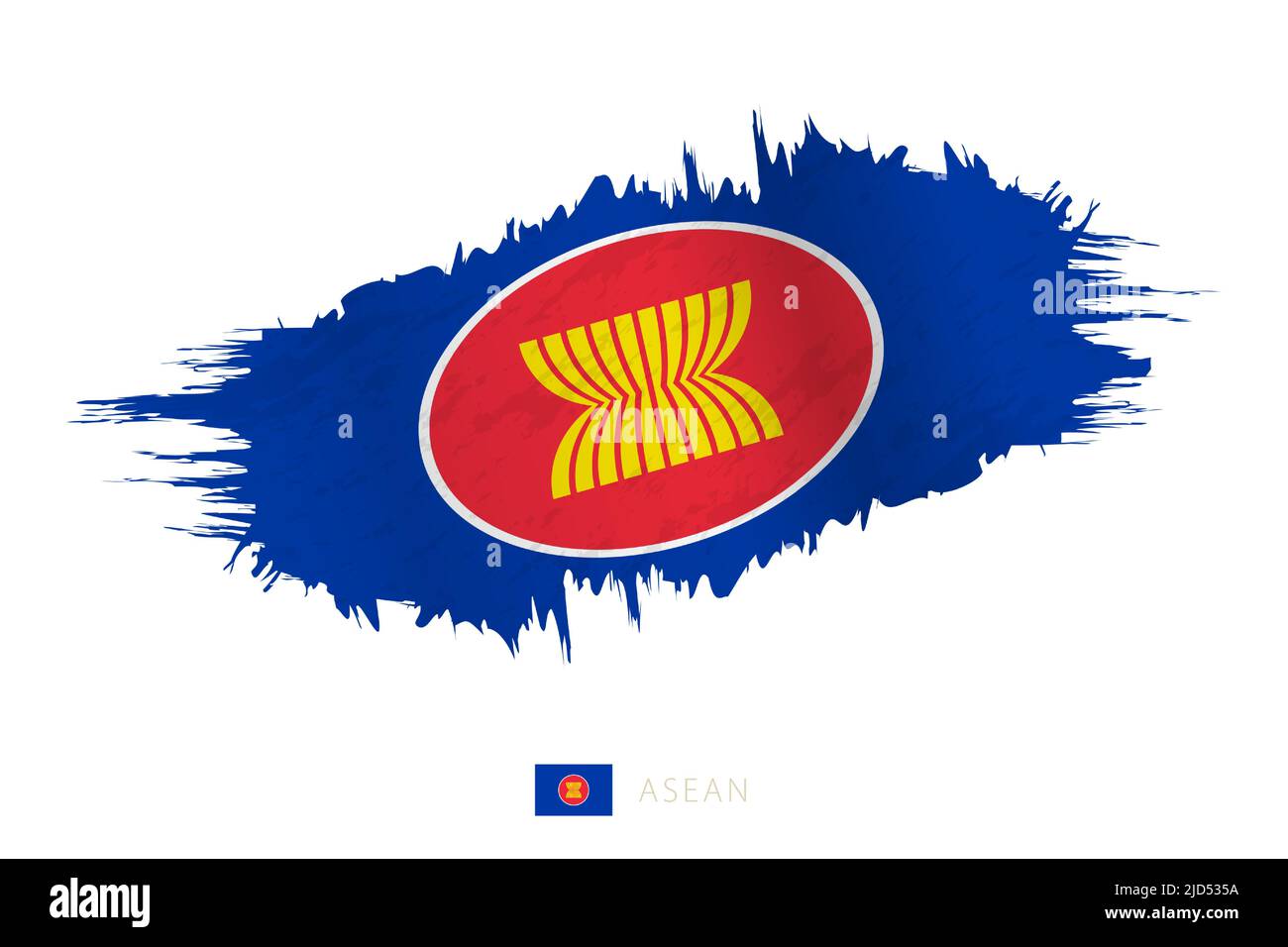 Painted brushstroke flag of ASEAN with waving effect. Vector flag. Stock Vector