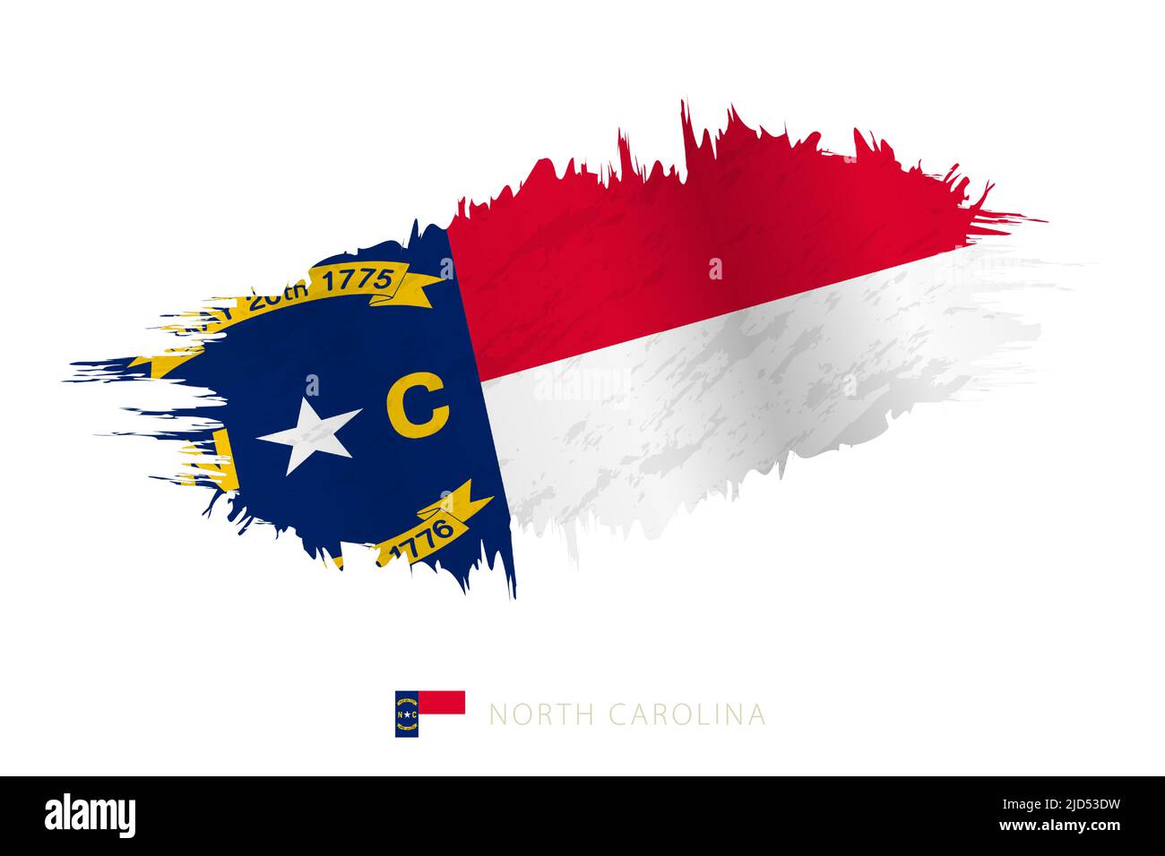 Painted brushstroke flag of North Carolina with waving effect. Vector ...