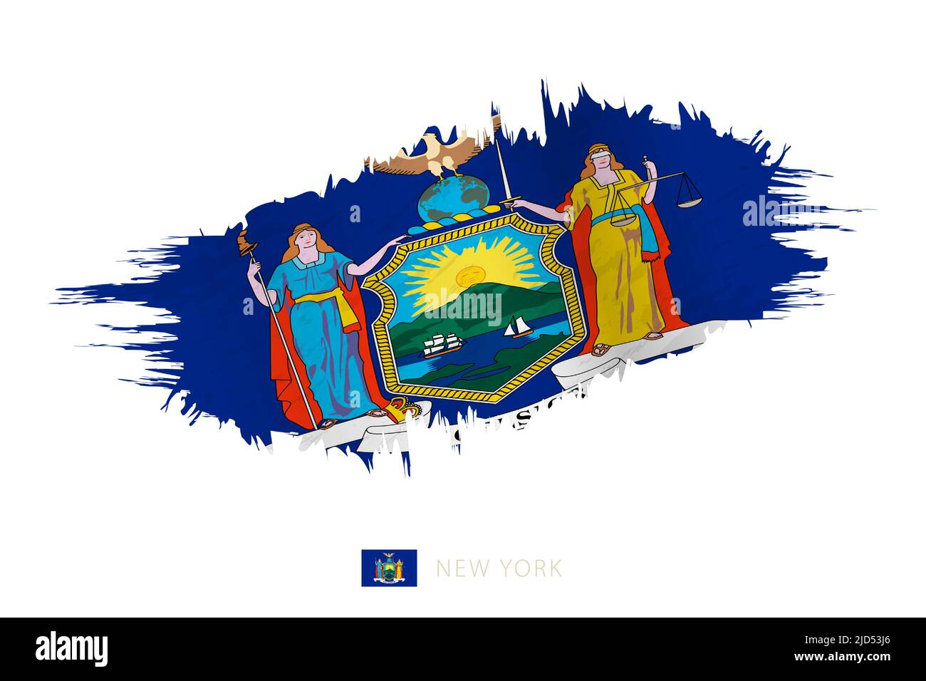 Painted brushstroke flag of New York with waving effect. Vector flag