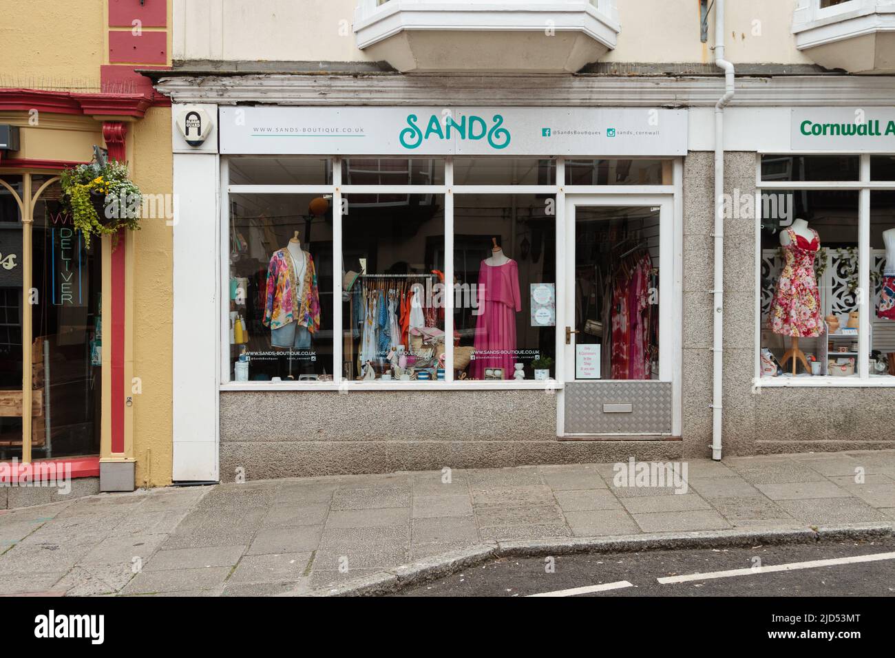 Retail outlets (Sands boutique) in Meneage Street, Helston, Cornwall