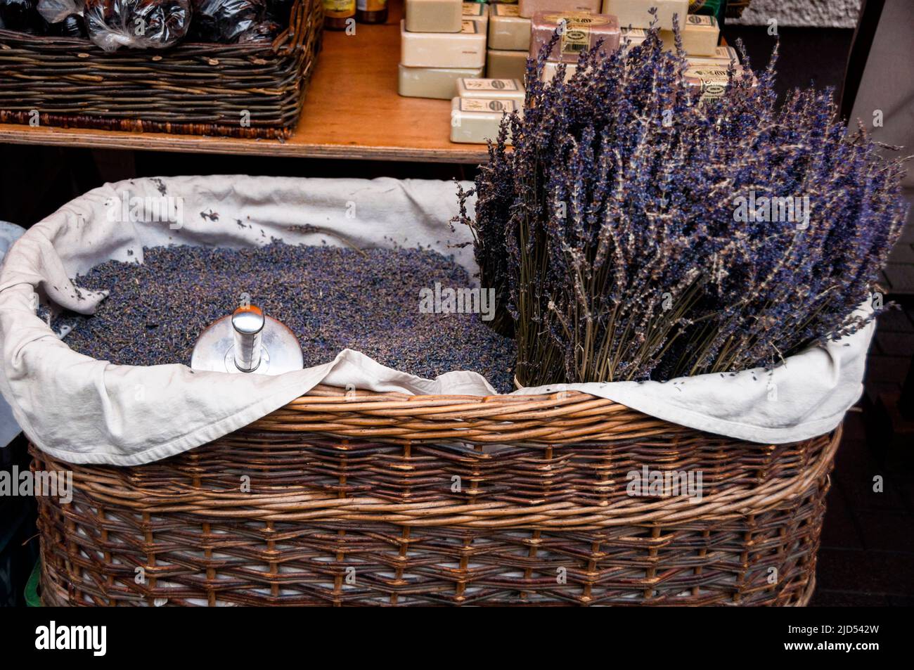 Lavendar at the Saturday farm market in the port town of Galway, Ireland. Stock Photo